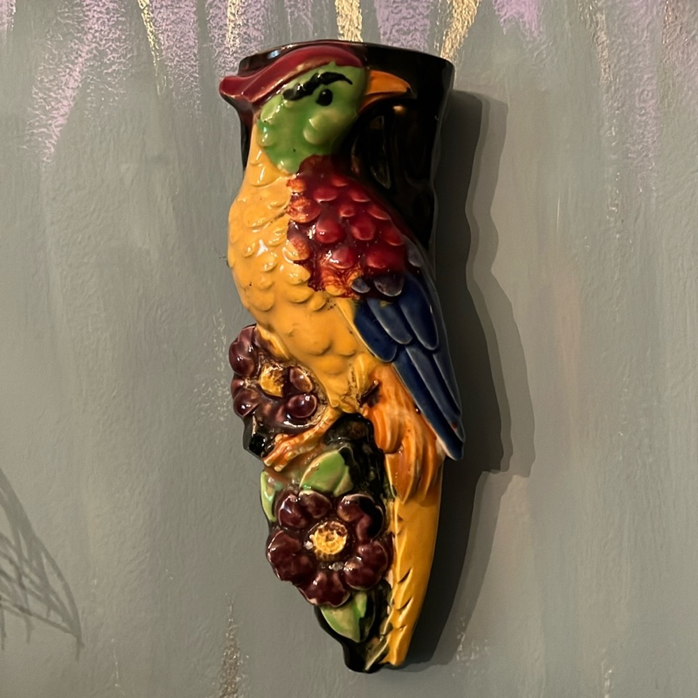 1940’s Yellow and Green Parrot Art Wall Decor